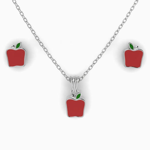 Sterling Silver Apple Baby Pendant & Earrings by Krysaliis