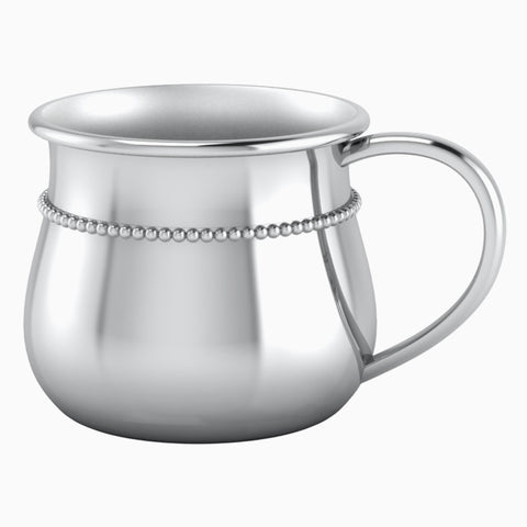Classic Bulge Beaded Silver Plated Baby Cup by Krysaliis