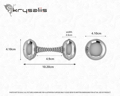 Baby Silver Plated Spiral Dumbbell Rattle by Krysaliis - All Silver Gifts