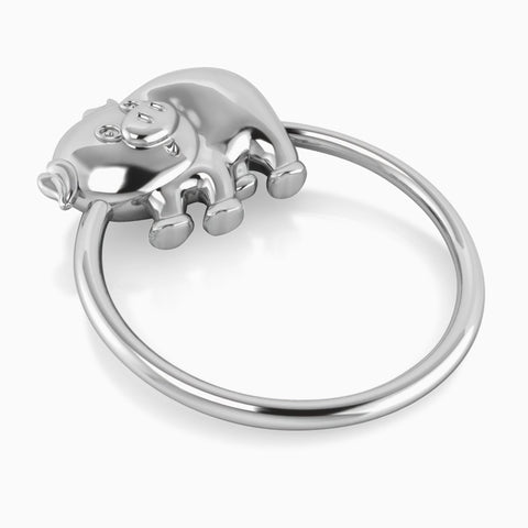 Silver Plated Piggy Baby Rattle by Krysaliis