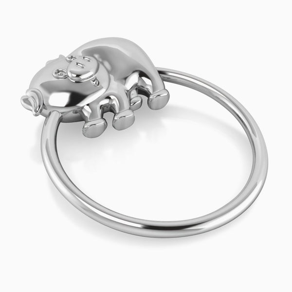 Silver Plated Piggy Baby Rattle by Krysaliis