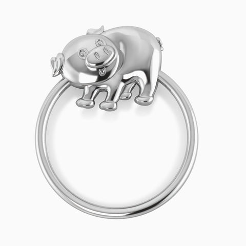 Silver Plated Piggy Baby Rattle by Krysaliis