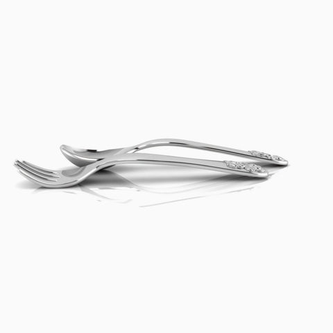 Bear Silver Plated Baby Spoon and Fork Set by Krysaliis