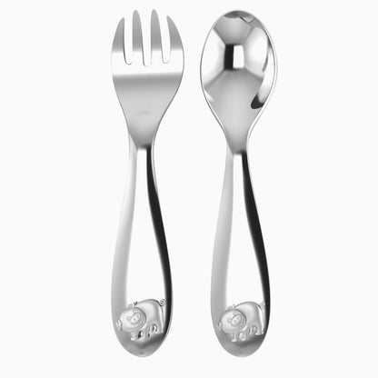 Piggy Silver Plated Baby Spoon and Fork Set by Krysaliis