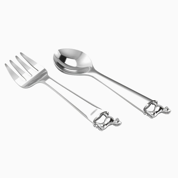 Horse Silver Plated Baby Spoon and Fork Set by Krysaliis