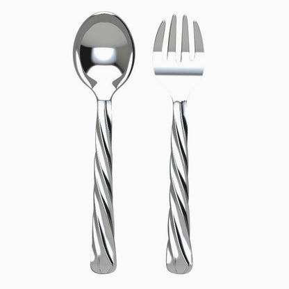 Spiral Silver Plate Baby Spoon Fork Set by Krysaliis