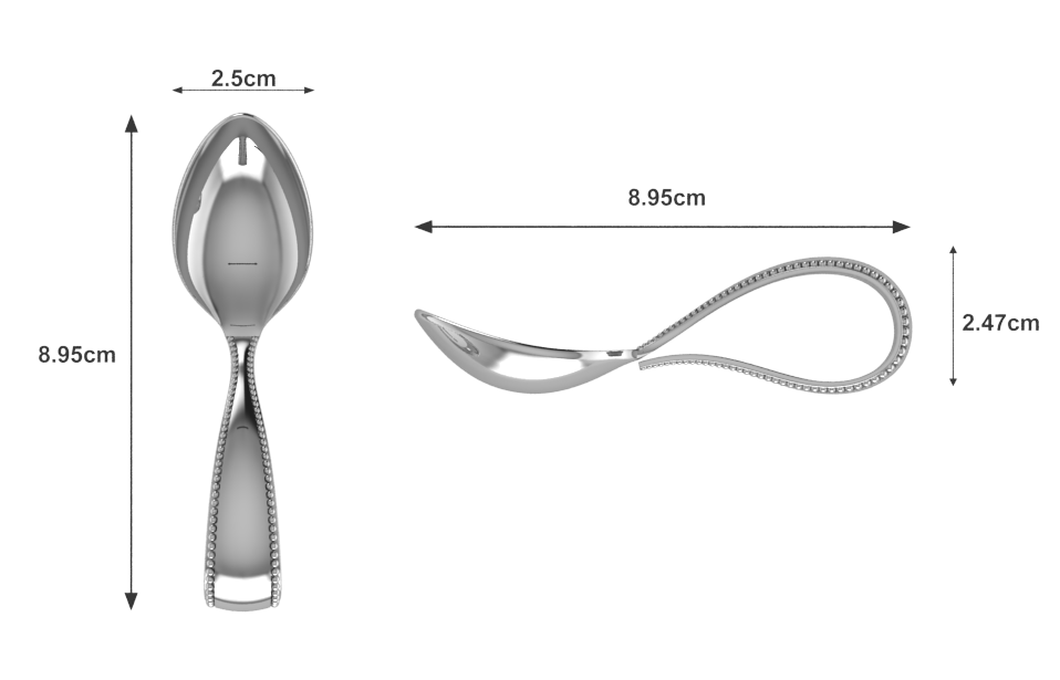 Sterling Silver Beaded Loop Baby Feeding Spoon by Krysaliis - All Silver Gifts