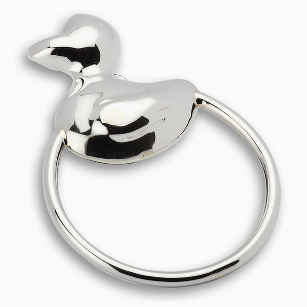 Duck Ring Sterling Silver Baby Rattle by Krysaliis