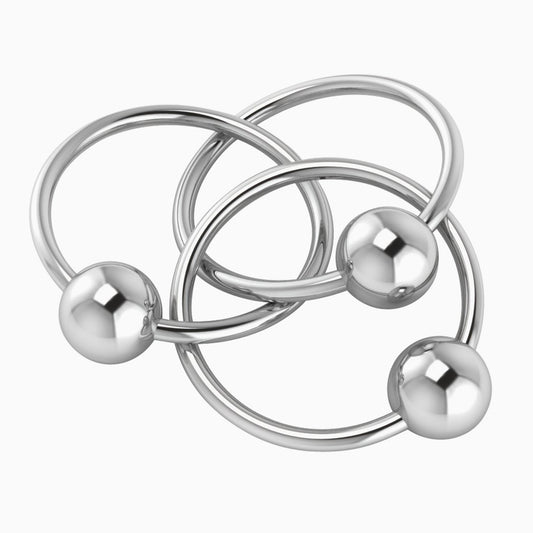 Sterling Silver Three Ring Teether & Rattle by Krysaliis