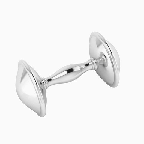 Sterling Silver Plain Dumbbell Baby Rattle by Krysaliis