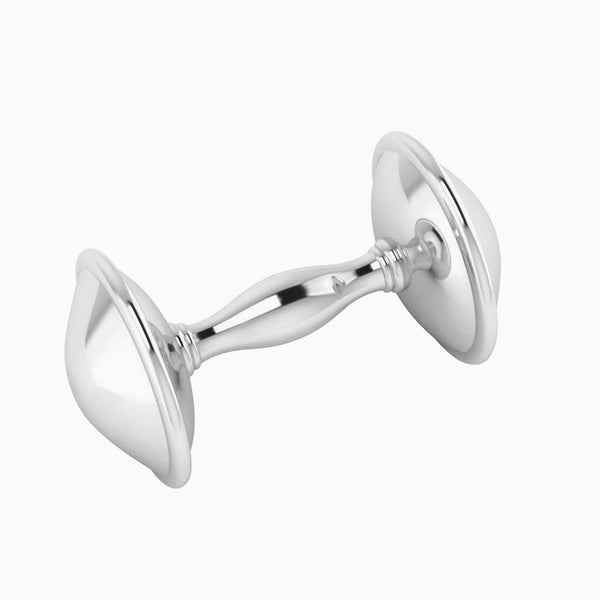 Sterling Silver Plain Dumbbell Baby Rattle by Krysaliis