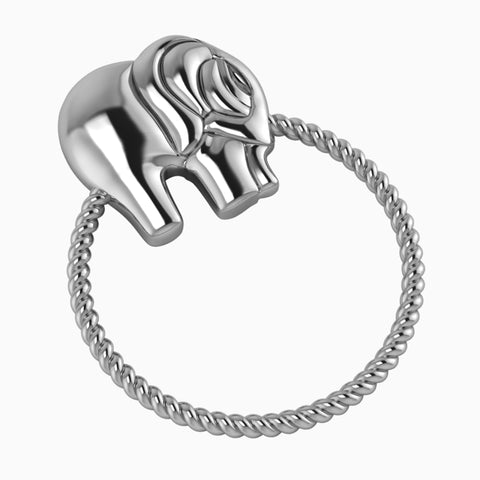 Sterling Silver Rope Ring Elephant Rattle by Krysaliis