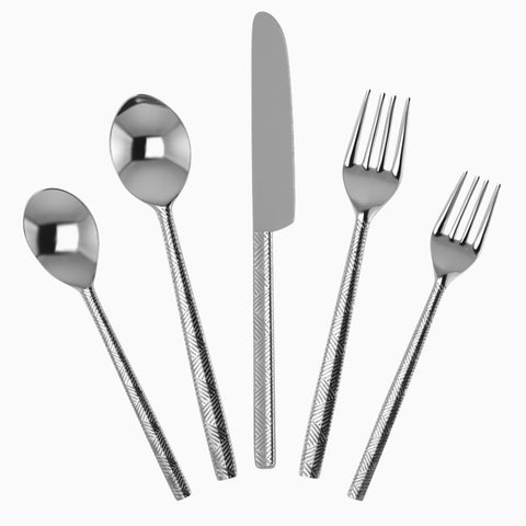 Krysaliis Pattern 5-piece silver plate flatware set