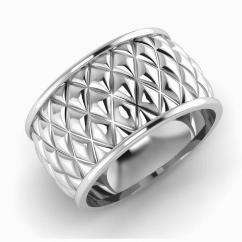 Sterling Silver Checkered Napkin Rings by Krysaliis - Set of 2