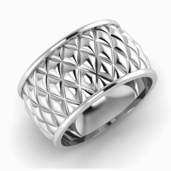 Sterling Silver Checkered Napkin Rings by Krysaliis - Set of 2