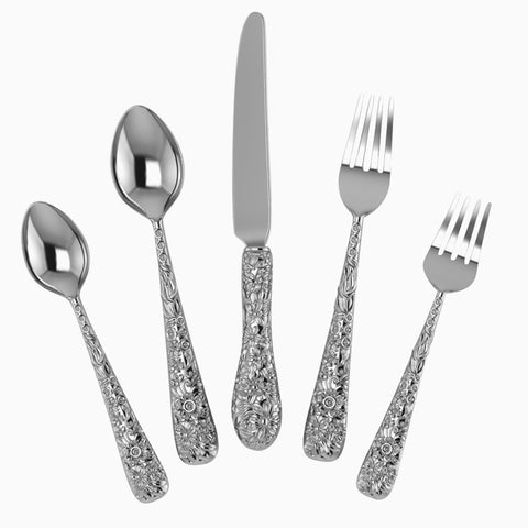Rosa 5-piece Silver Plated Flatware Set by Krysaliis