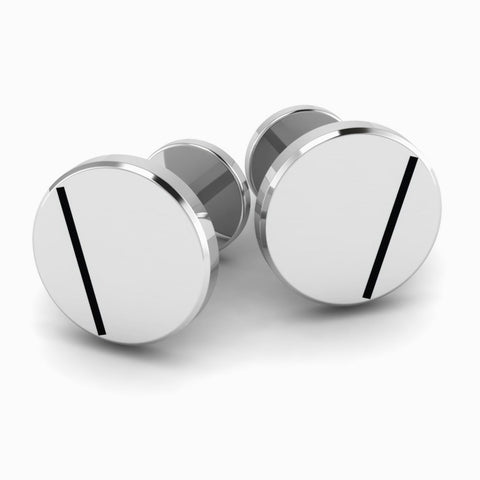 Black Enamel Round Sterling Silver Cufflinks by Krysaliis