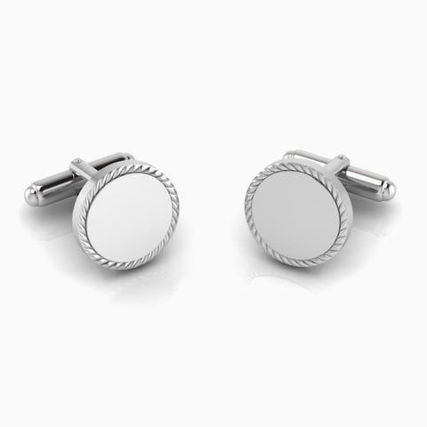 Rope Round Sterling Silver Cufflinks by Krysaliis