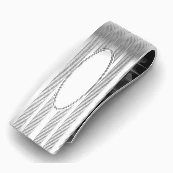 Oval Engravable Sterling Silver Money Clip by Krysaliis