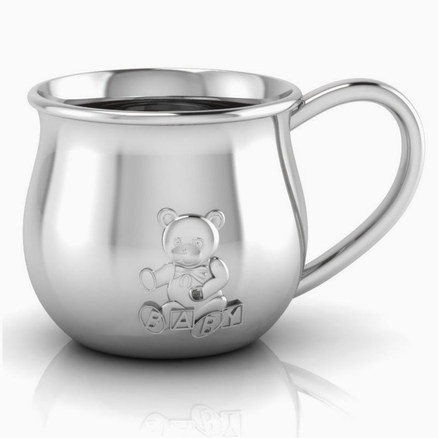 Sterling Silver Teddy Embossed Baby Cup by Krysaliis